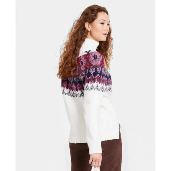 Lucky Brand Women Fairisle Mock-Neck Long-Sleeve Sweater Ivory Size XXL MSRP$99 - Picture 3 of 3